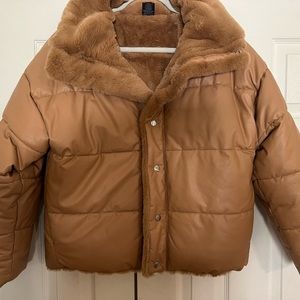 Express Reversible Vegan Leather & Faux Fur Puffer